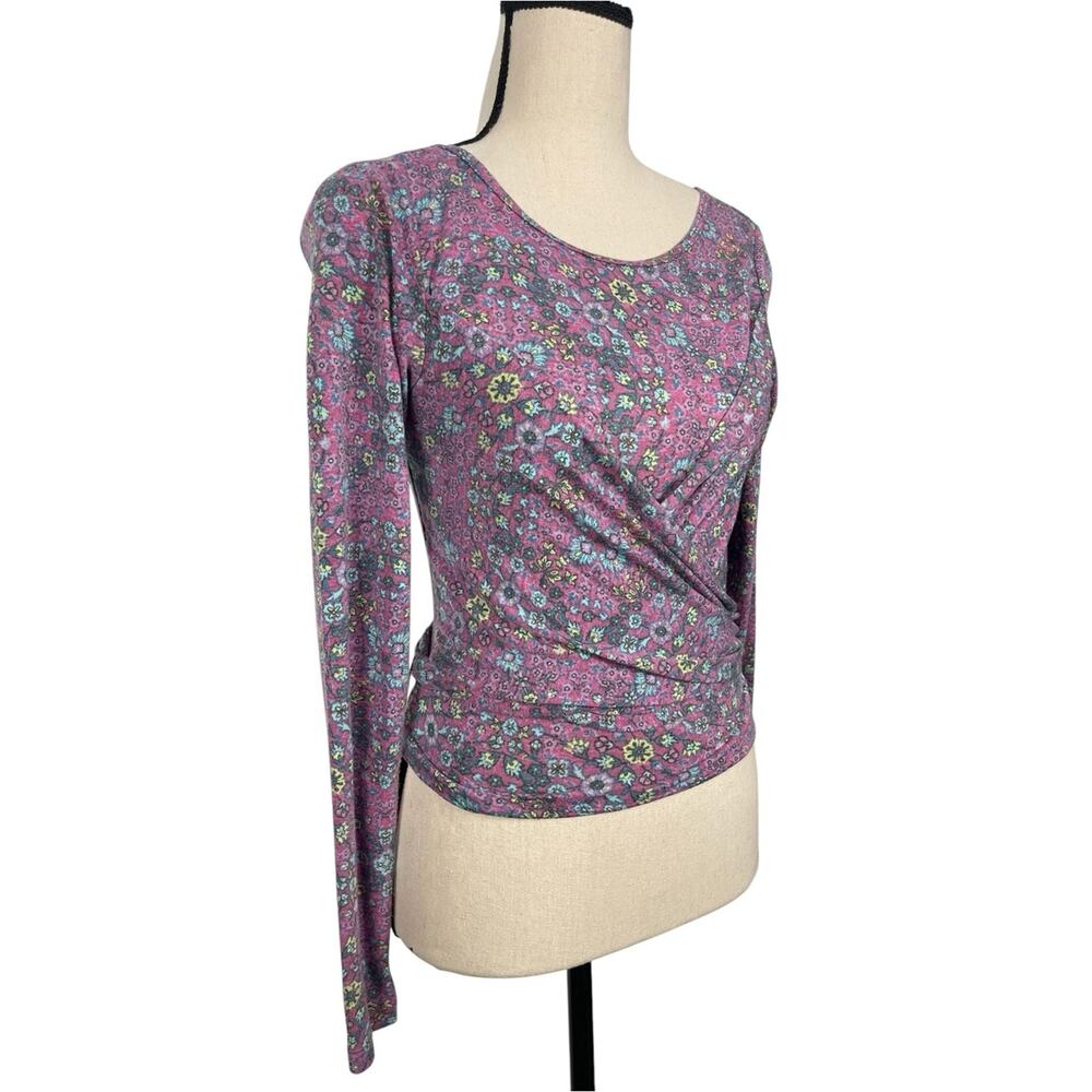 Daily Practice by Anthropologie Wrap-Front Top Floral Print Size XXS - Picture 4 of 9